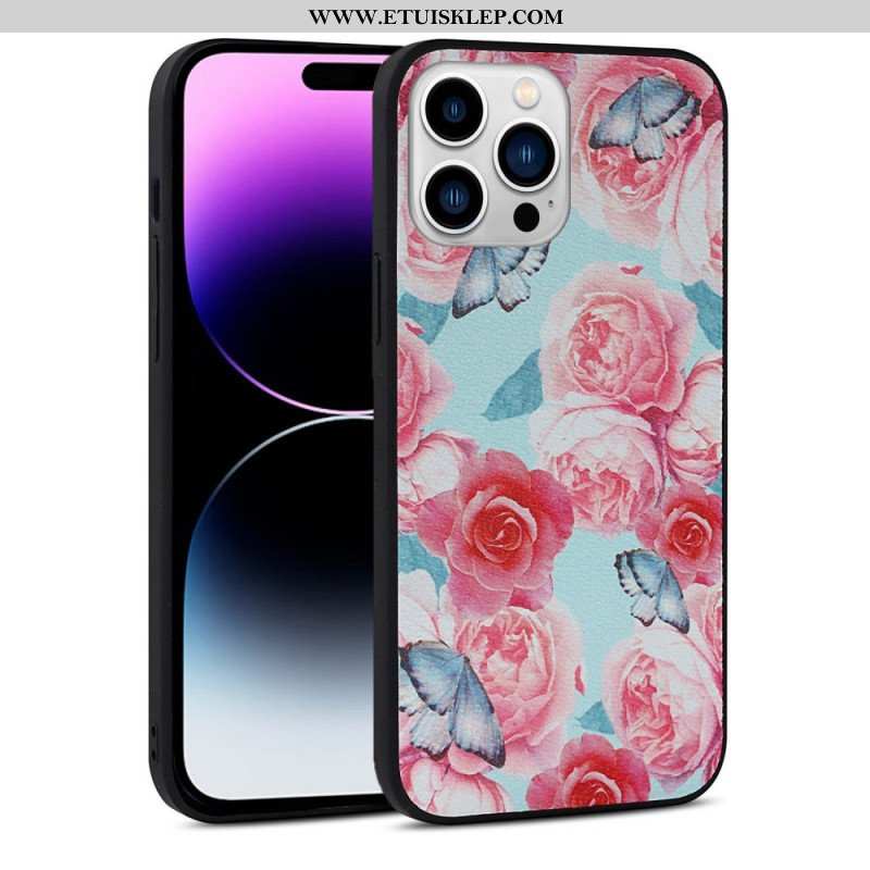 Etui do iPhone 14 Pro Kwiatowy Ze Sztucznej Skóry